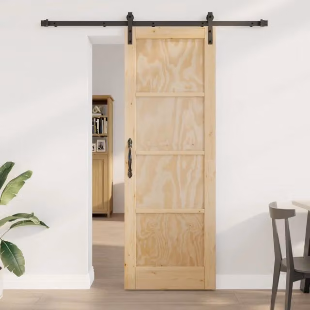Porta scorrevole moderna vidaXL in legno e acciaio, colore marrone e nero, H: 211 cm, L: 183 cm, P: 13 cm