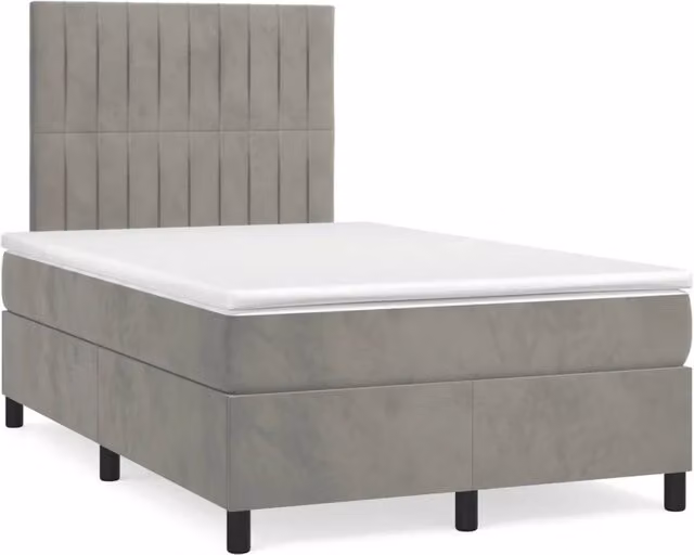 Letto Ibrido vidaXL con Materasso a Molle e Struttura in Velluto Grigio e Bianco L/P/H: 120 x 200 cm