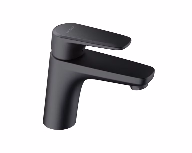 VIGOUR DERBY Miscelatore monocomando per lavabo senza scarico, nero opaco
