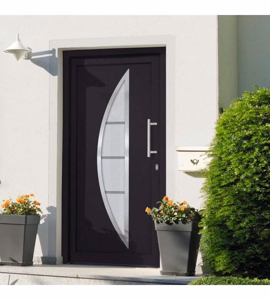 Porta di Ingresso Moderna vidaXL con Inserti in Vetro, Antracite e Bianco, L: 98 cm, H: 200 cm – 1