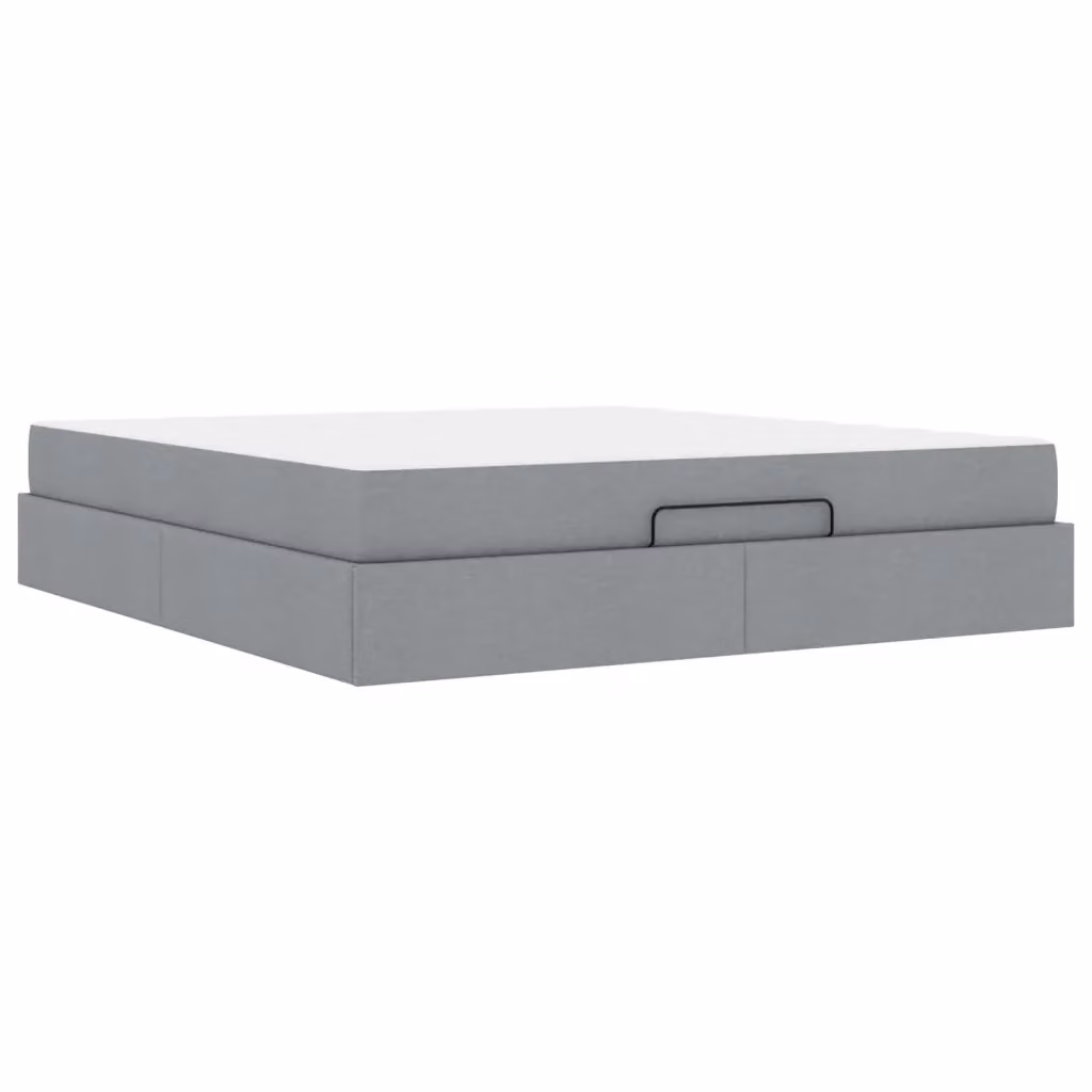 Letto matrimoniale con materasso in schiuma vidaXL, struttura imbottita in tessuto grigio con cassetti, L 180 cm x P 200 cm x H 43,5 cm – 2