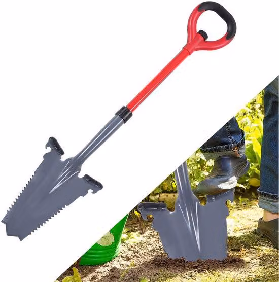 Pala da giardino a lama piatta, in 4 pezzi per una conservazione compatta, set di 2 pale robuste