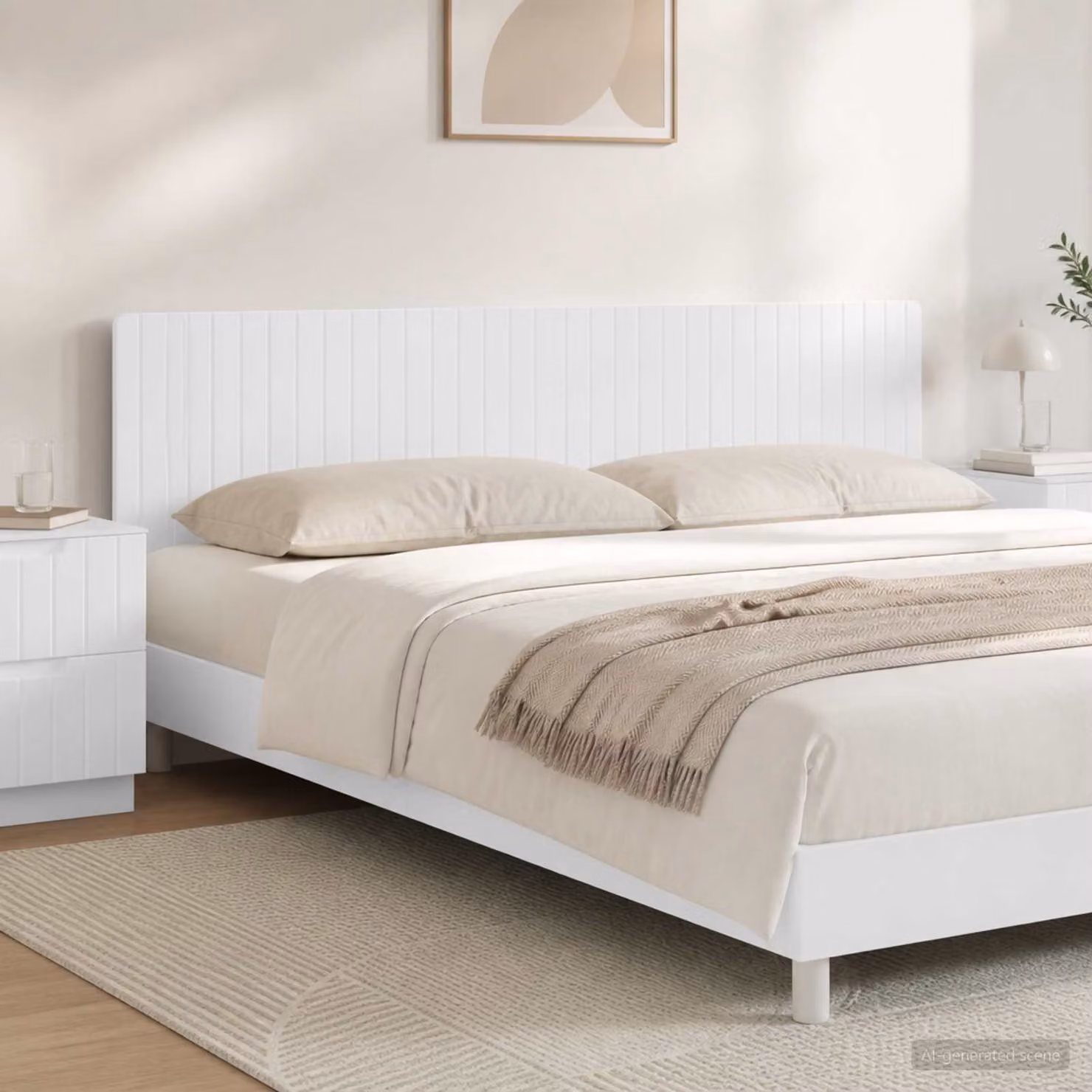 Testiera da muro vidaXL ZWOLLE in legno ingegnerizzato bianco lucido con ripiano integrato