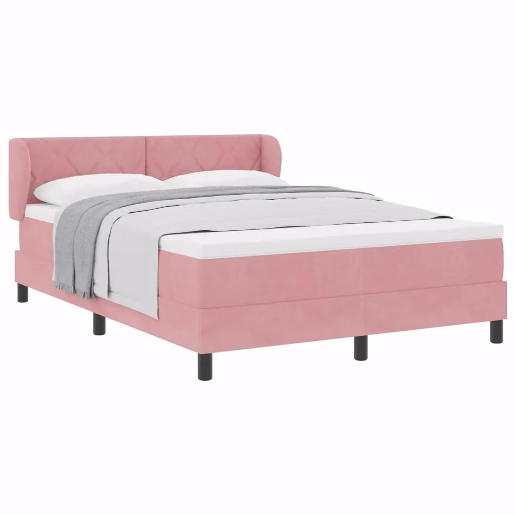 Letto a molle moderno vidaXL con testiera in velluto rosa L/P/H: 140 x 200 cm – 2