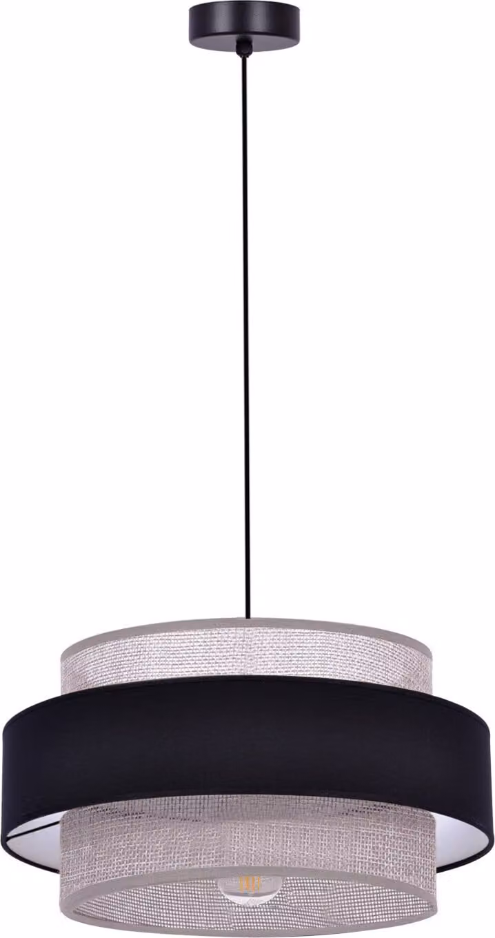Lampada a sospensione DOKA nero-grigio 1xE27x40W in tessuto, dimensioni: 100x40x40 cm, IP20, Kaja