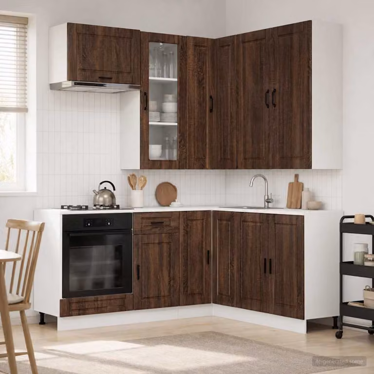 Unità cucina moderna vidaXL PORTO in legno ingegnerizzato color rovere marrone, 8 pezzi
