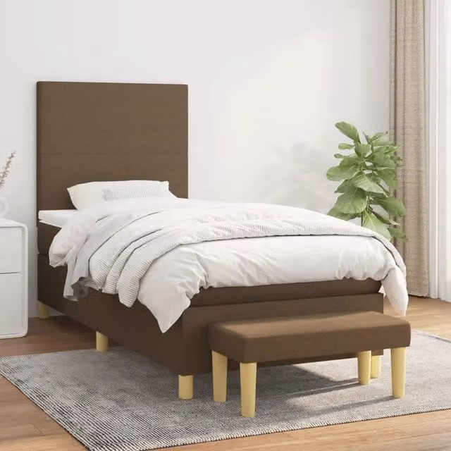 Letto Ibrido con Giroletto a Molle e Materasso vidaXL, Marrone e Bianco, L/P/H: 100 x 200 x 76 cm
