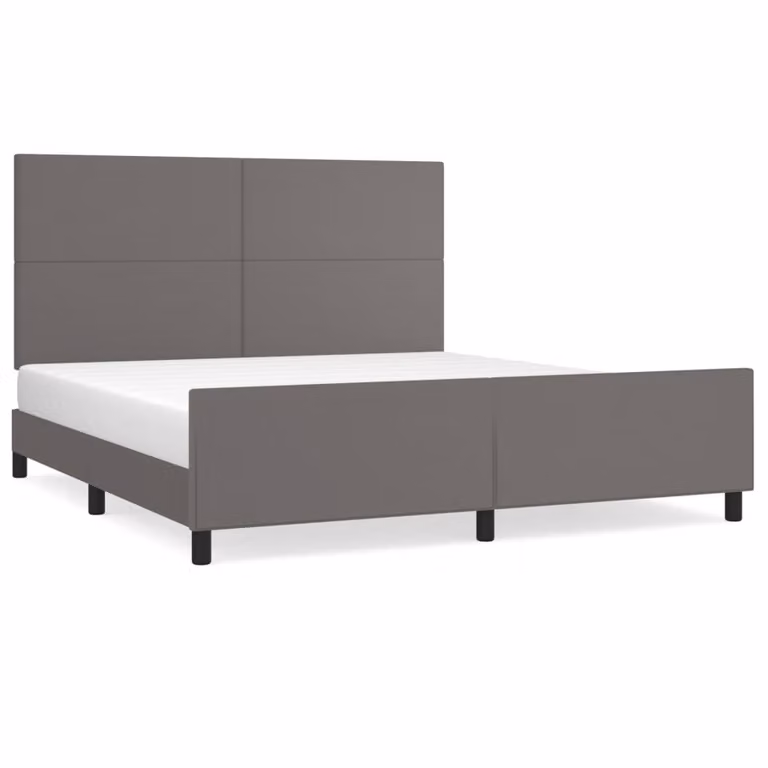 Giroletto con Testiera Grigio 180x200 cm in Pelle finta