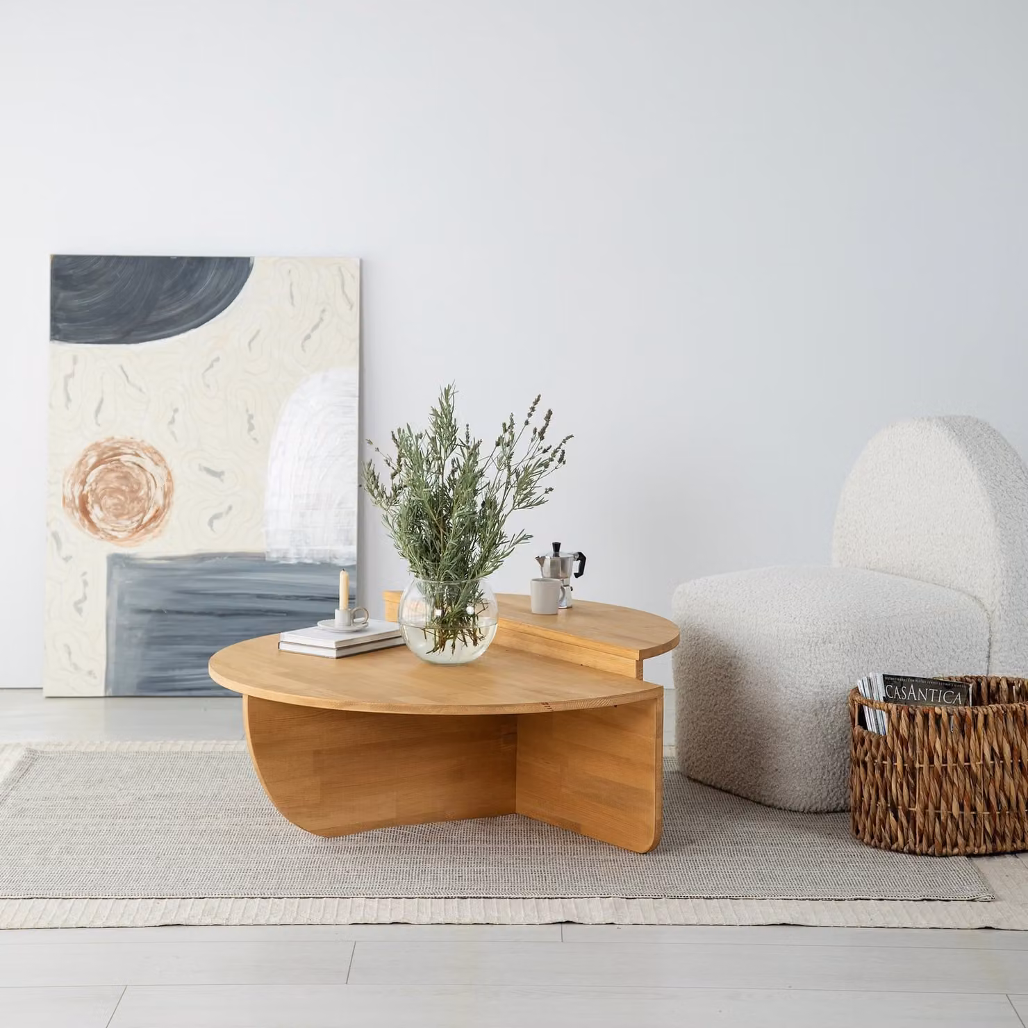 Skye Decor, Podium Wood - Oak, set di tavolini da caffè, 100 % MASSIVE PINEWOOD, rovere, 90 x 60 x 30 cm