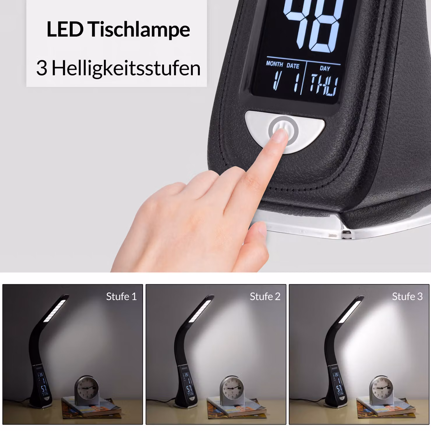 Lampada da tavolo LED Lilly monzana nera regolabile e dimmerabile – 4
