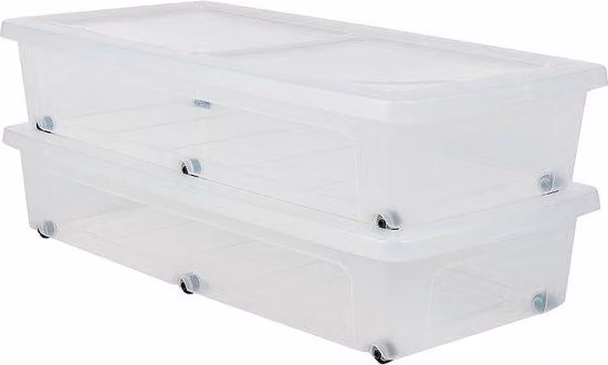 Contenitori da 35 litri per riporre oggetti sotto il letto - con rotelle - trasparenti - set da 2 - 80 x 395 x 155 cm