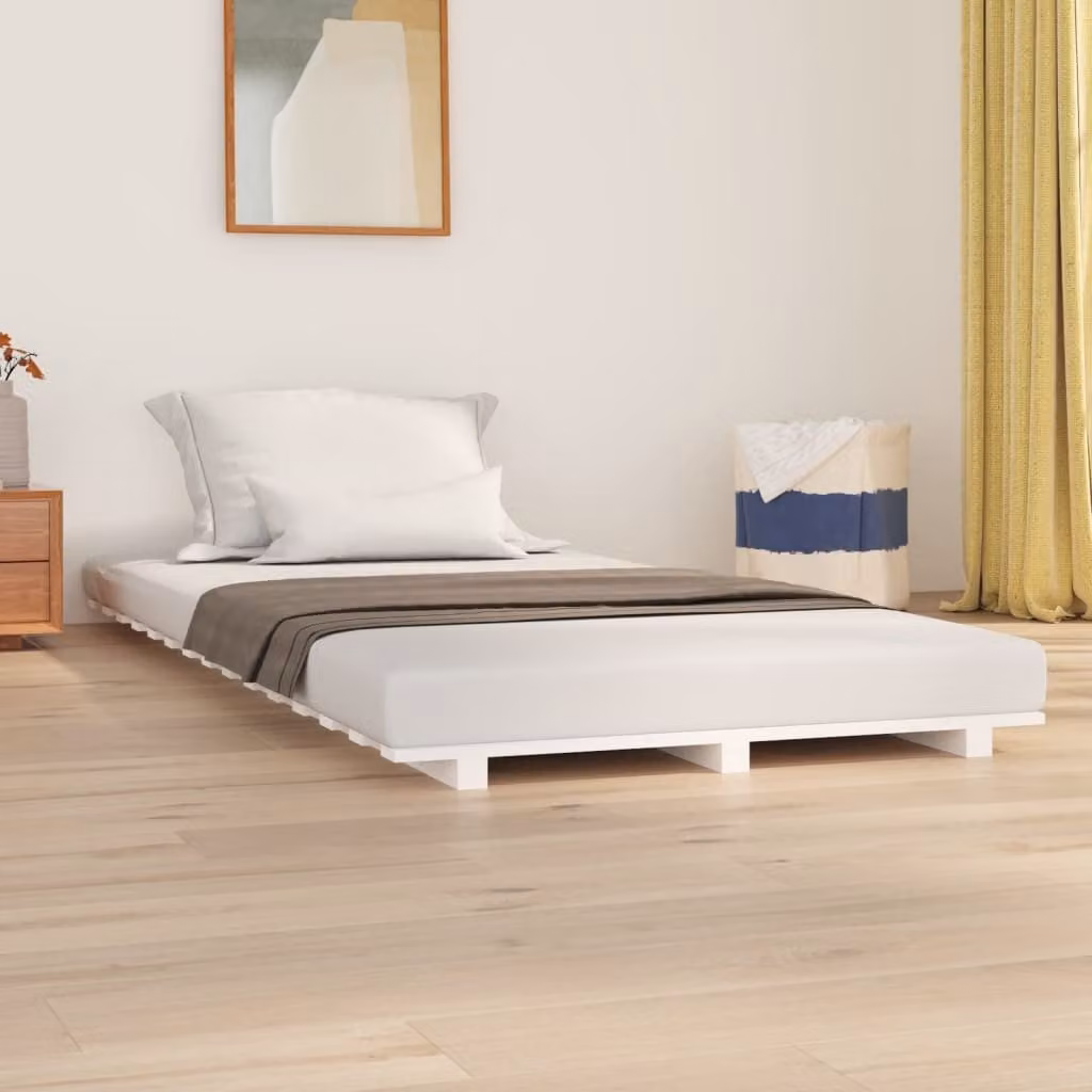 vidaXL Giroletto in legno massello di pino bianco con doghe fisse L/P: 100 x 200 cm