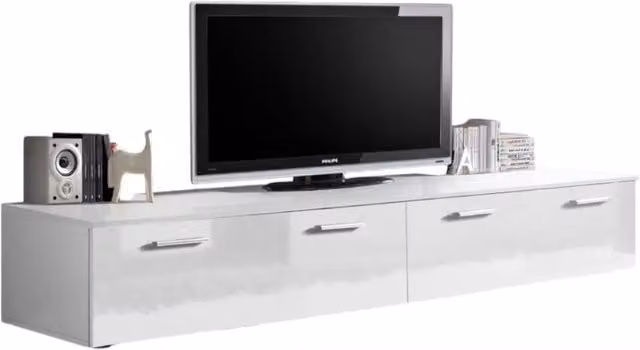 Mobile TV 200cm Collezione COMET. Colore bianco. 2 ante a ribalta.