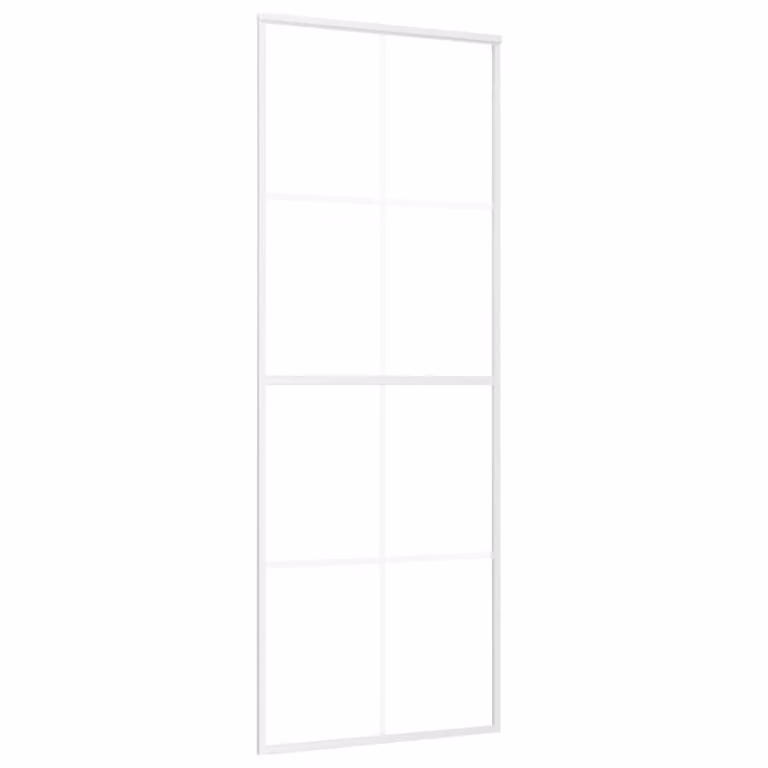 Porta Scorrevole in Vetro ESG e Alluminio 76x205 cm Bianca