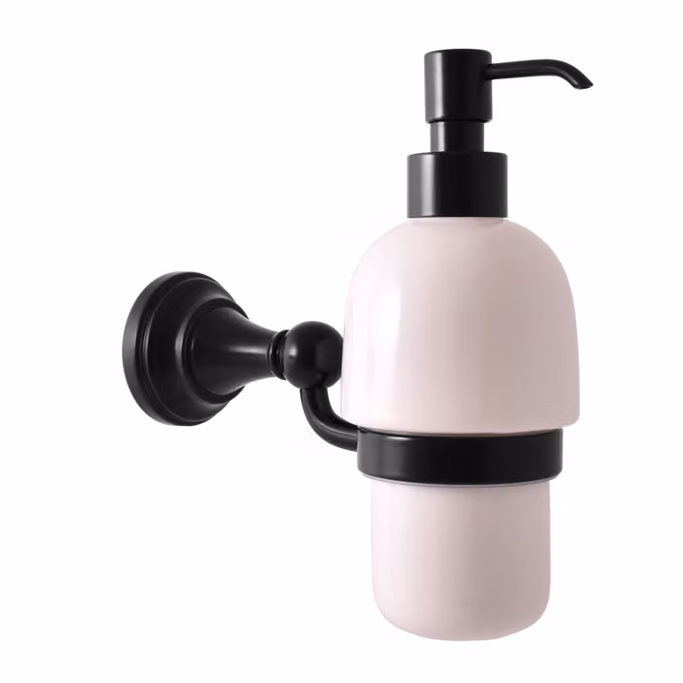 Slezák-RAV Distributore di sapone liquido in Vetroceramica, nero opaco Accessorio per il bagno MORAVA RETRO, Colore: nero opaco