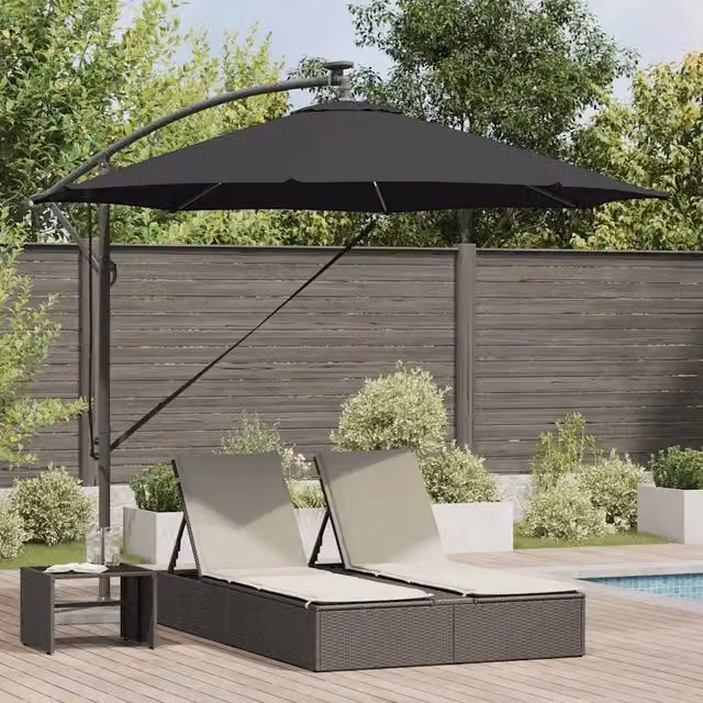 Ombrellone-Ombrello da giardino 294 x 294 x 248 cm Poliestere e Alluminio Nero