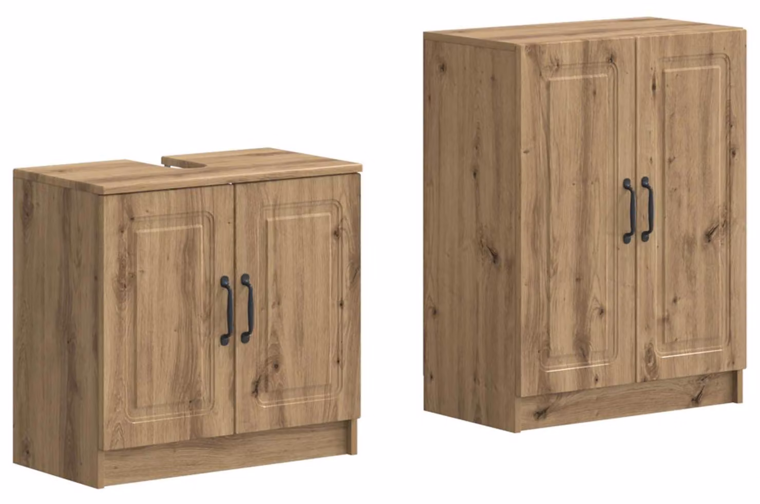 Set di due mobili da bagno UTRECHT, finitura "Artisan" in legno di quercia