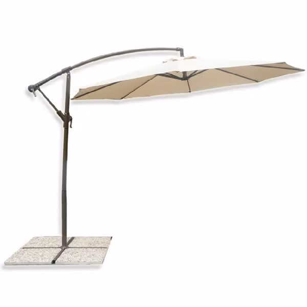 Ombrellone a palo laterale Banana PREDA beige con luci LED e diametro 300 cm