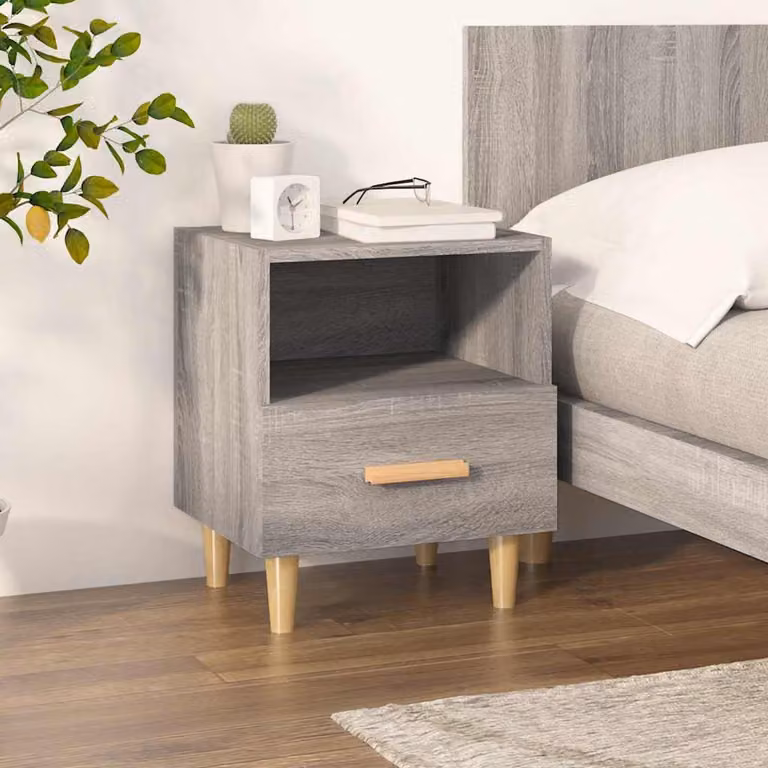 Comodino vidaXL in stile scandinavo Grigio opaco L: 40 cm, P: 35 cm, H: 47 cm