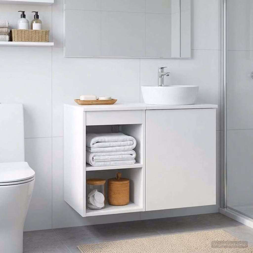 Armadio da bagno moderno vidaXL bianco con ripiani interni e mensole aperte L/P/H: 30 x 35 x 50 cm