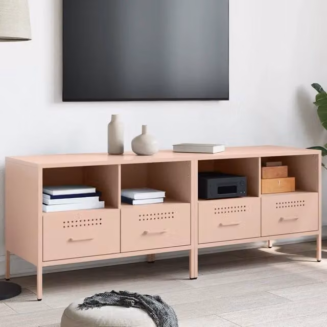 Mobili TV 2pz-Set di 2 Credenza per TV Rosa 68x39x50,5 cm in Acciaio 669109