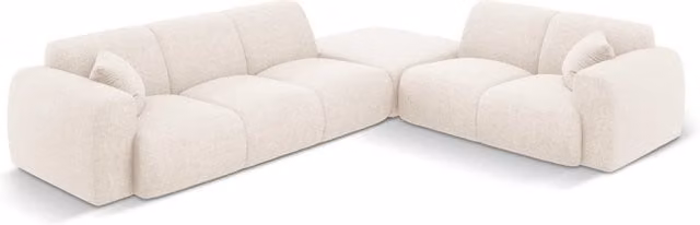 Divano angolare destro Nolio Cosmopolitan Design a 4 posti in ciniglia beige chiaro L: 315 cm, P: 148 cm, H: 72 cm