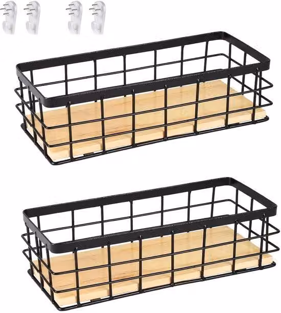 Set di 2 pinze multifunzionali in filo metallico con base in legno per uso domestico