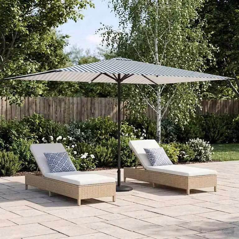 Maison Exclusive - Ombrellone da giardino rettangolare, 2 x 3 metri, in poliestere, colore blu e bianco