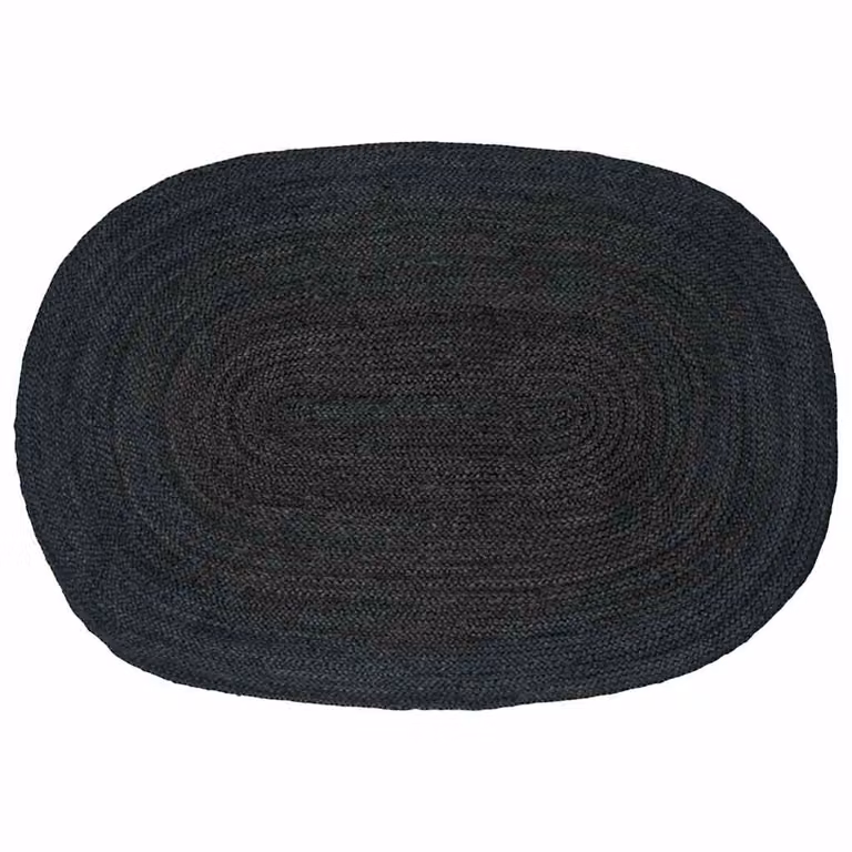 Tappeto in juta vidaXL moderno in stile ovale, colore grigio antracite, L 122 cm x P 183 cm
