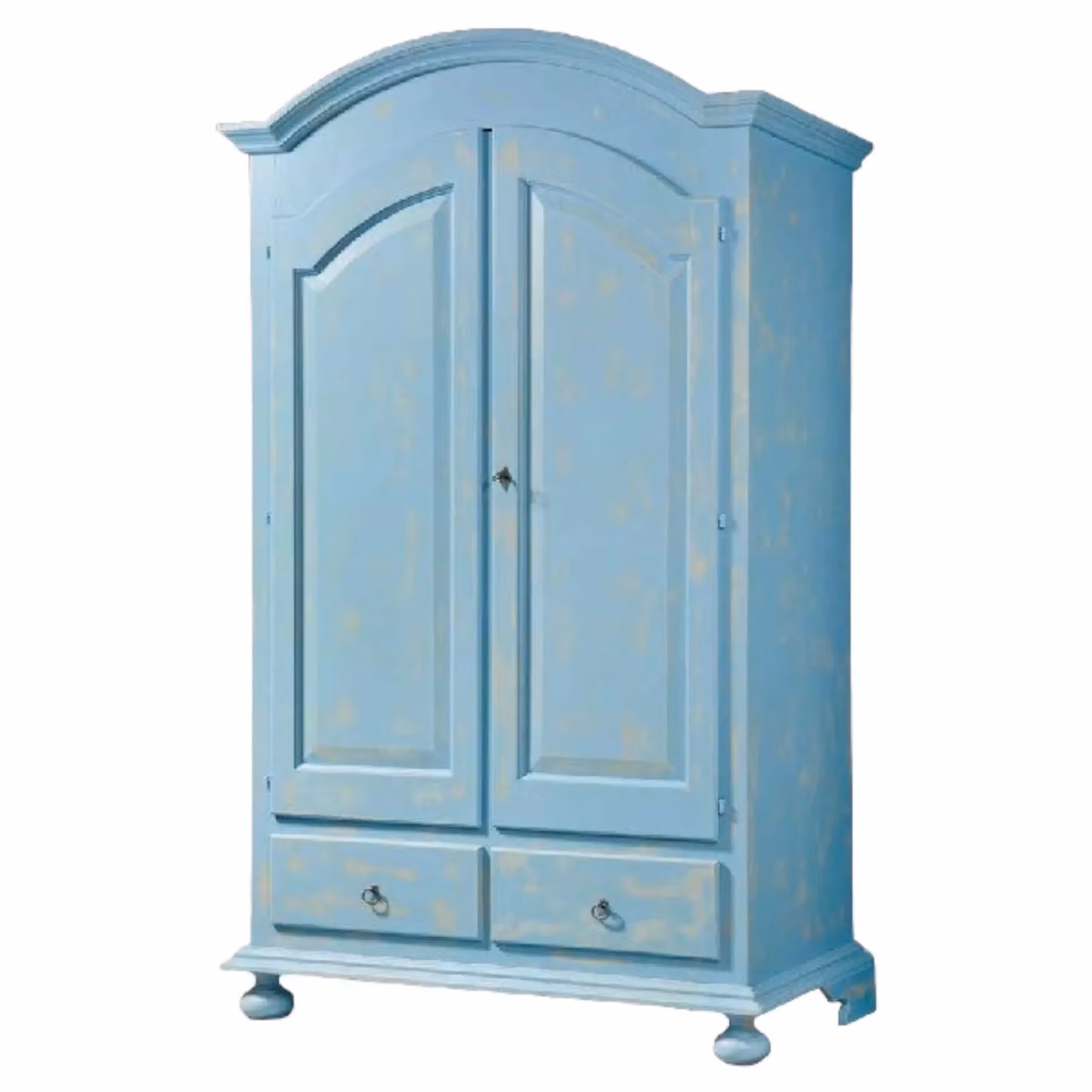 Armadio a 2 ante in stile shabby chic Mobili 2G colore azzurro L: 125 cm, P: 61 cm, H: 200 cm – 1