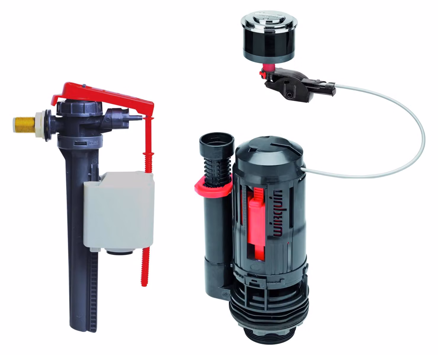 Set di scarico doppio FLEXIFLOW, 3/6 litri, con cavo e valvola laterale, colore grigio