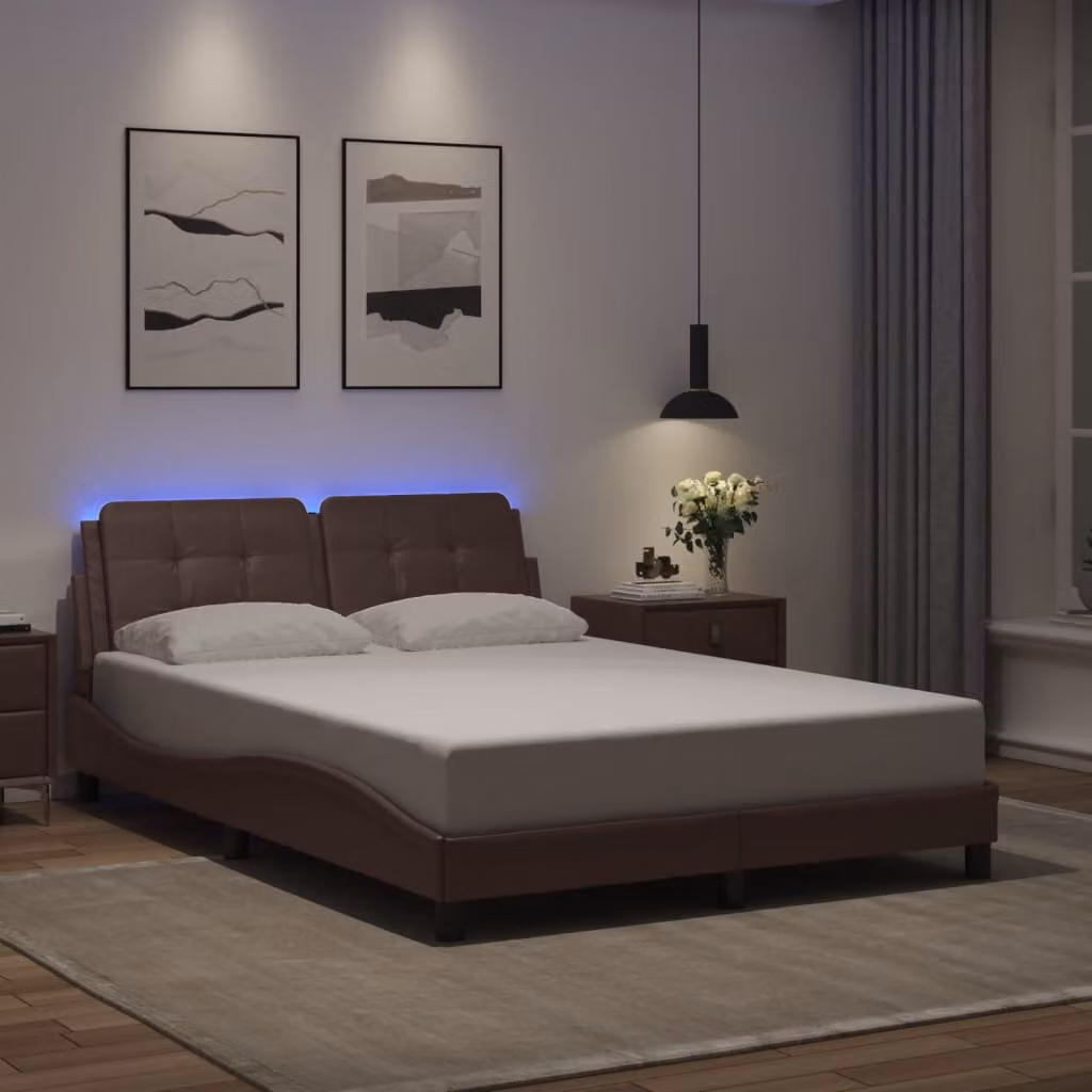 vidaXL Giroletto Zadar Marrone con LED e porta USB senza materasso L/P/H: 200 x 120 x 74,5 cm – 1