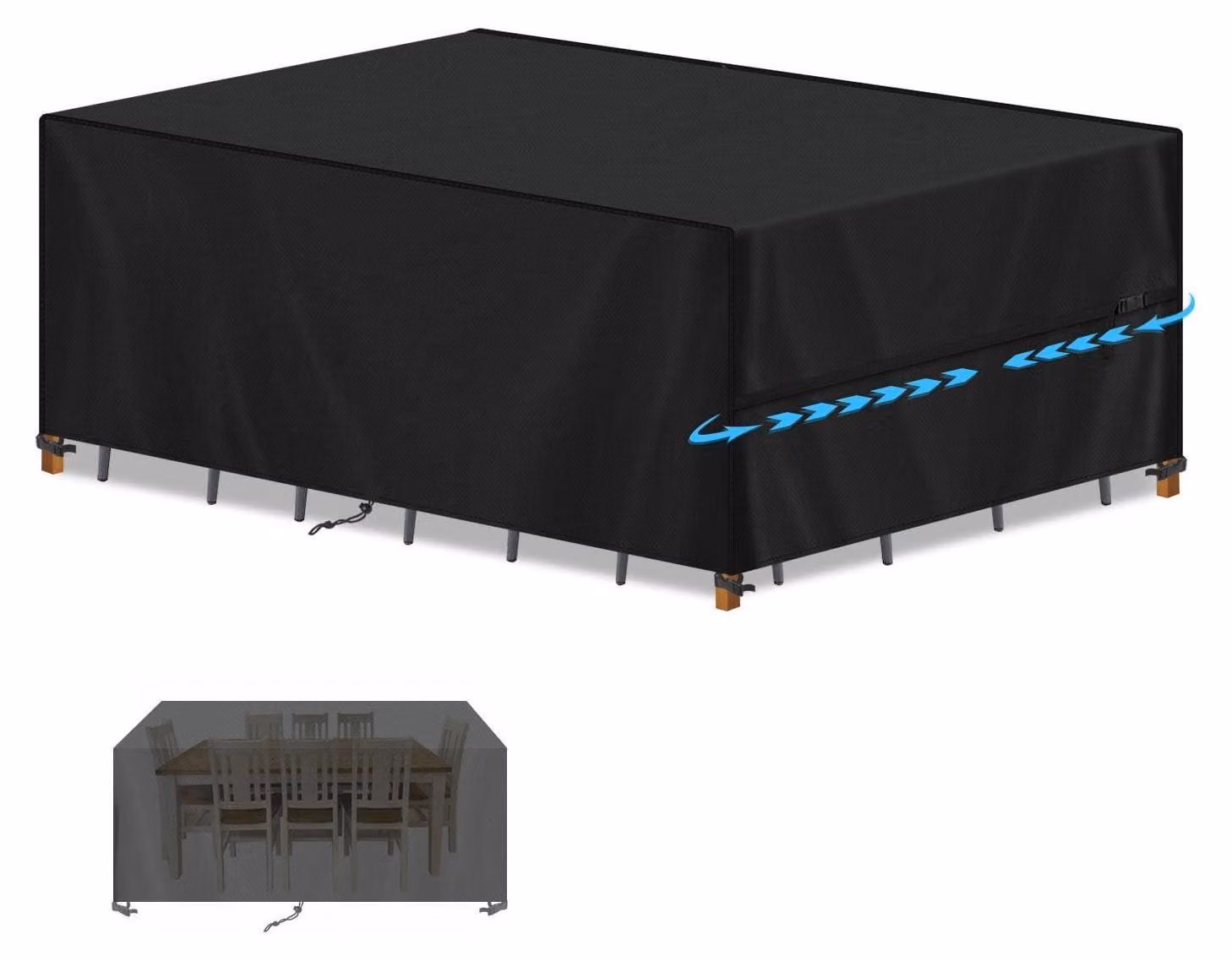 Copertura impermeabile per mobili da giardino, dimensioni 220x100x75 cm, realizzata in tessuto Oxford 420D, colore nero