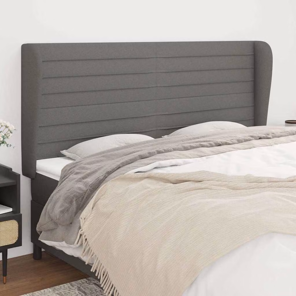 Testiera ad orecchio vidaXL in tessuto grigio con struttura in legno L: 163 cm, P: 23 cm, H: 118-128 cm – 1