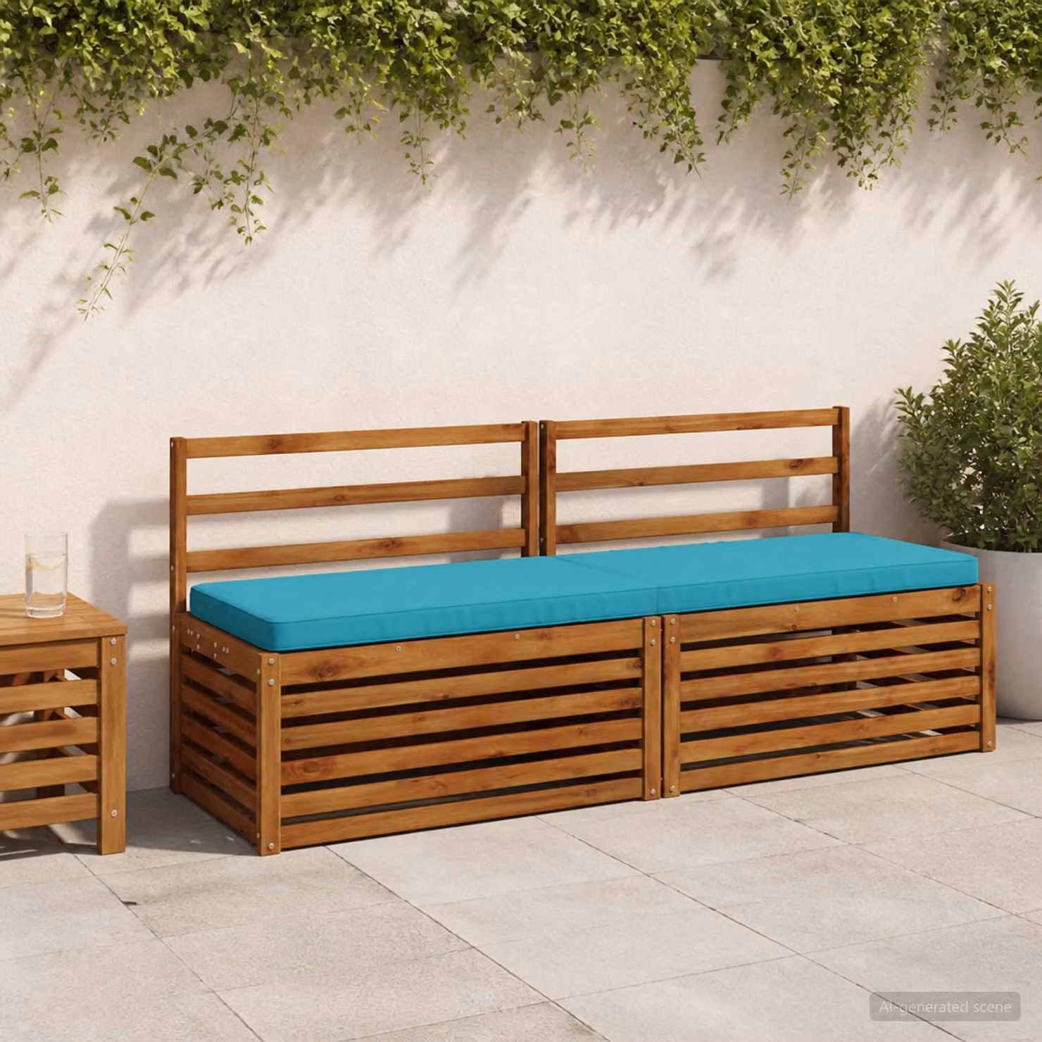 Cuscino per panchina vidaXL in poliestere con rivestimento rimovibile e resistente ai raggi UV, colore turchese