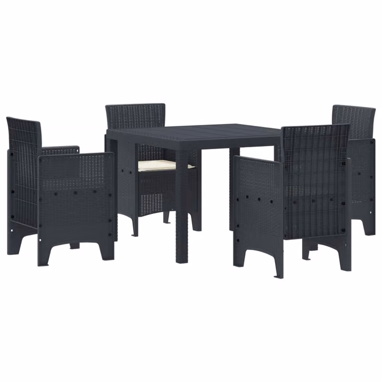 Set da pranzo per giardino e terrazzo vidaXL in rattan antracite 5 pezzi