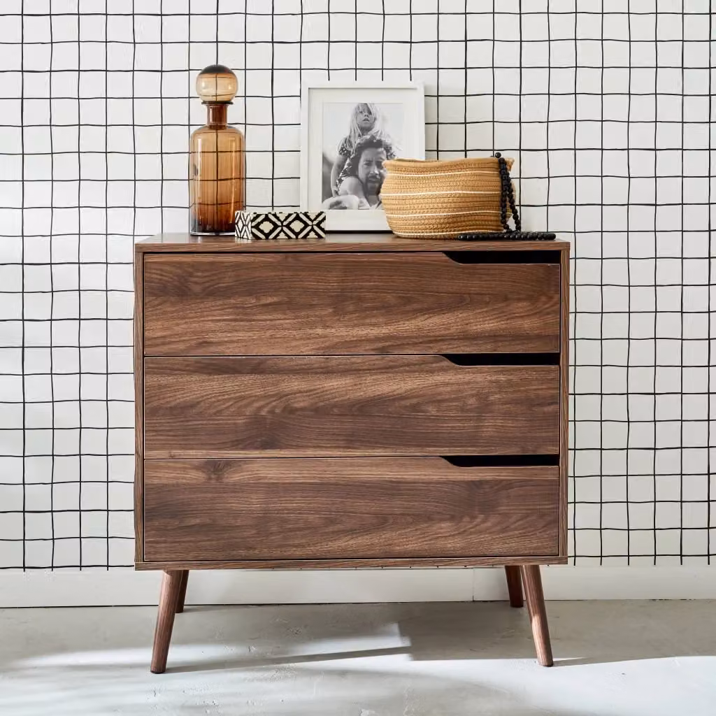 Cassettiera Sweeek in stile scandinavo effetto legno di pino, marrone opaco – 2