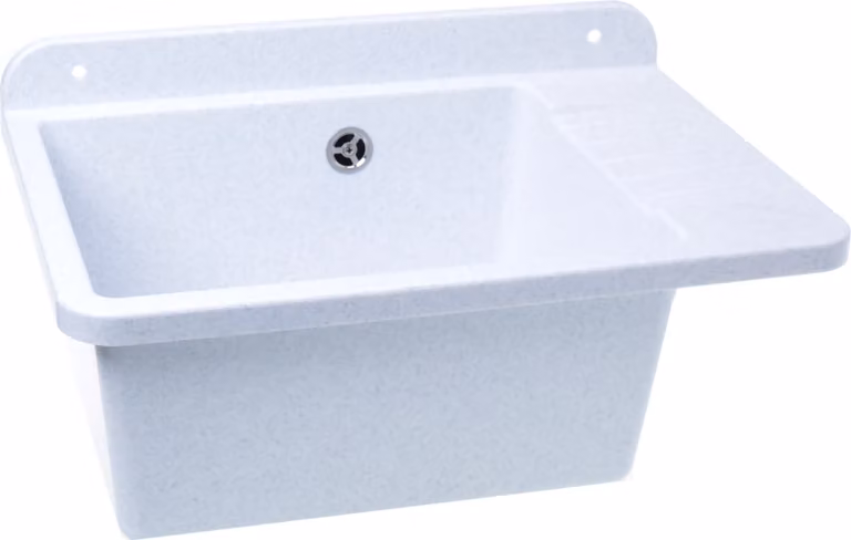 Aqbau Lavello da 505 mm con miscelatore monocomando estraibile bianco granito