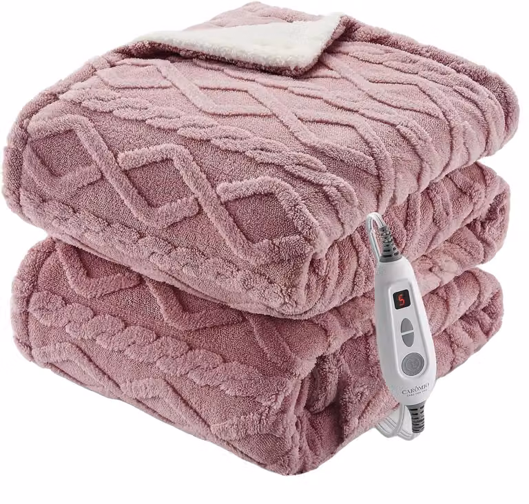 Coperta elettrica, 6 livelli di riscaldamento, spegnimento automatico, rosa