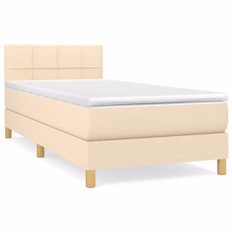 Giroletto a Molle con Materasso Crema 90x190 cm in Tessuto