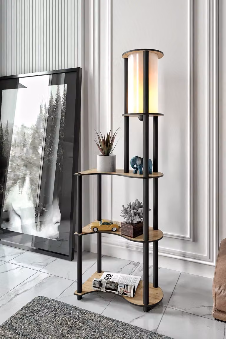 Opviq, moderna lampada da terra in carta craft e MDF, noce, altezza 140 cm | 1 attacco E27, max. 40 W | IP20, design elegante per ogni ambiente, lampadina non inclusa.
