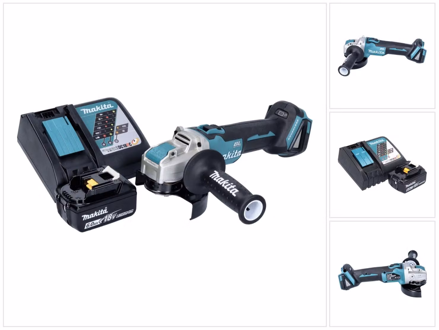 Makita DGA 521 RG1X1 Smerigliatrice angolare a batteria 18 V 125 mm X-LOCK Brushless + 1x batteria ricaricabile 6,0 Ah + caricatore