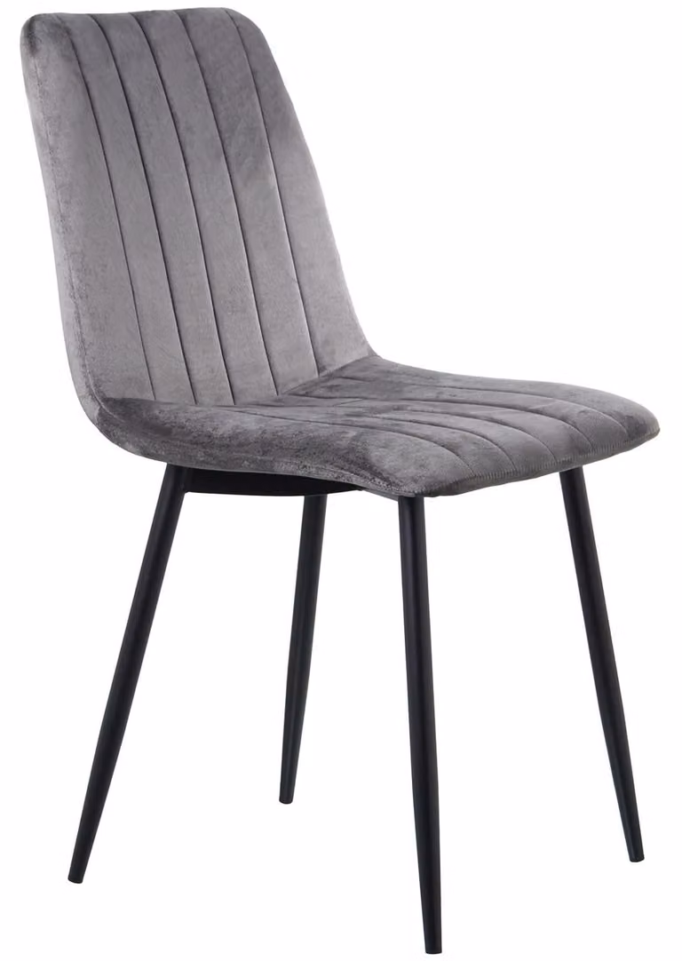 Set di 4 sedie, poliestere/metallo, nero/grigio, 55x44x86 cm