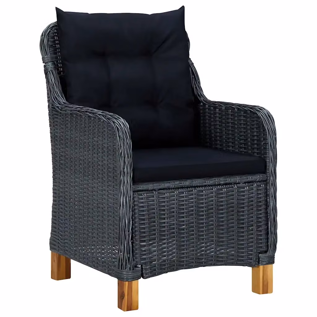 Set da pranzo da giardino vidaXL in legno di acacia oliato, 7 pezzi, Grigio e Nero – 2