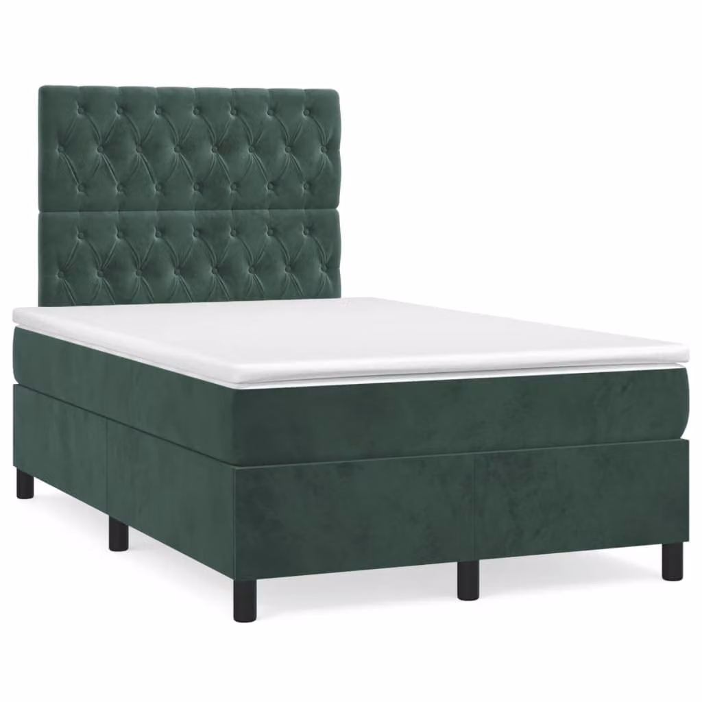 Maison Exclusive - Letto boxspring con materasso e LED verde scuro 120x190 cm velluto
