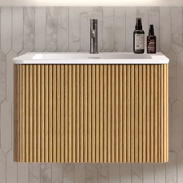 Set lavabo sottolavabo salvaspazio ¨C Minimal ¨C Rovere sospeso 60cm