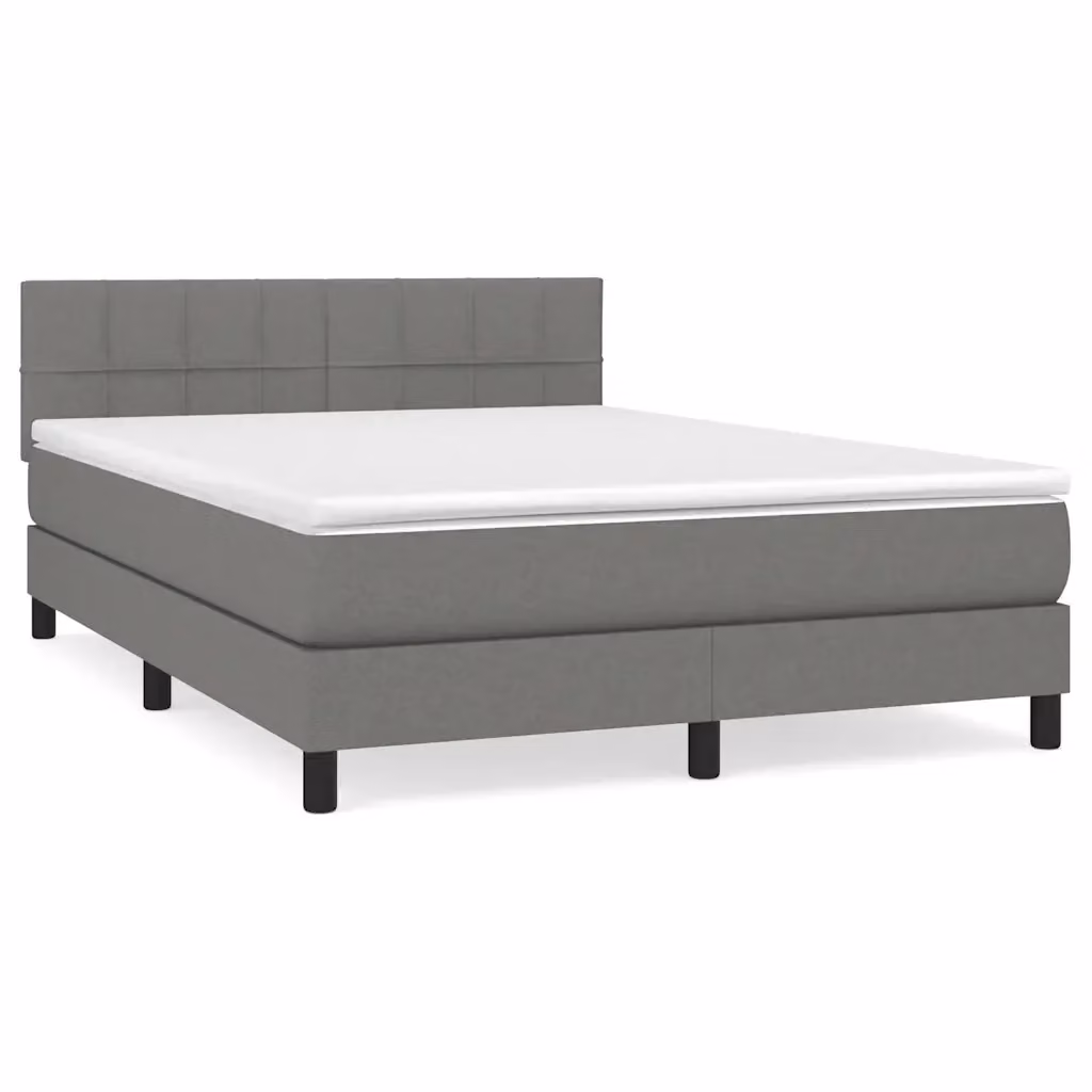 Giroletto a molle con materasso ibrido vidaXL in tessuto grigio e bianco, L/P/H: 140 x 190 x 88 cm – 2