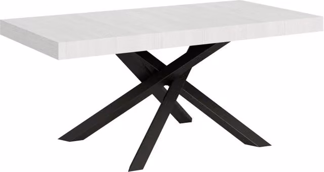 Tavolo allungabile moderno Itamoby in finitura bianco frassino con telaio antracite L/P/H: 180 x 90 cm estensibile fino a 440 cm