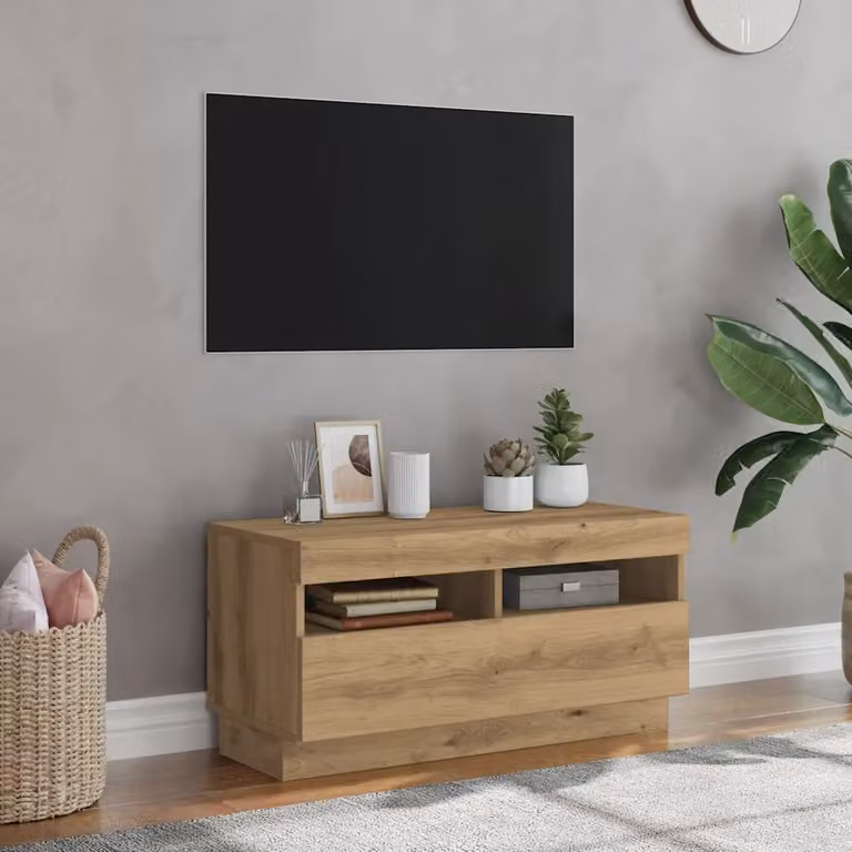 Mobile TV vidaXL in legno marrone con luci LED integrate, design moderno, L 80 cm x P 35 cm x H 40 cm