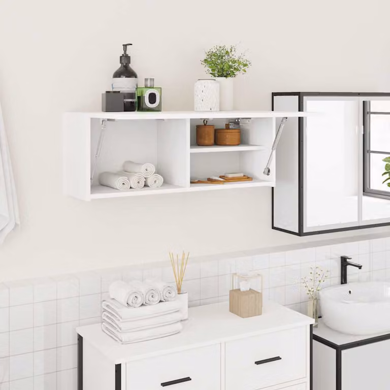 Mobile da bagno a parete vidaXL Bianco in Legno e MDF L: 80 cm, P: 25 cm, H: 30 cm